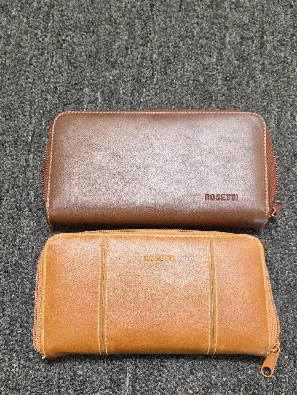 2 Rosetti Zip Wallets Duo in Dark Brown and Light Tan